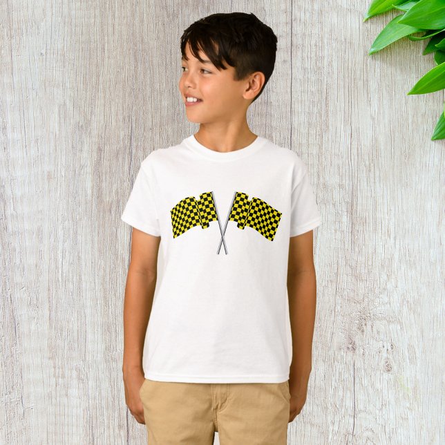 Gula och svarta tävlingsflaggor t shirt (Skapare uppladdad)