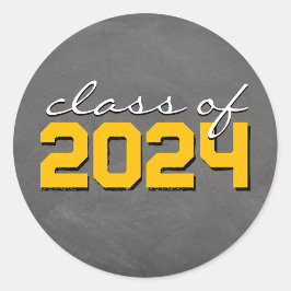 Gula och vita krittavla-examensdekaler runt klistermärke