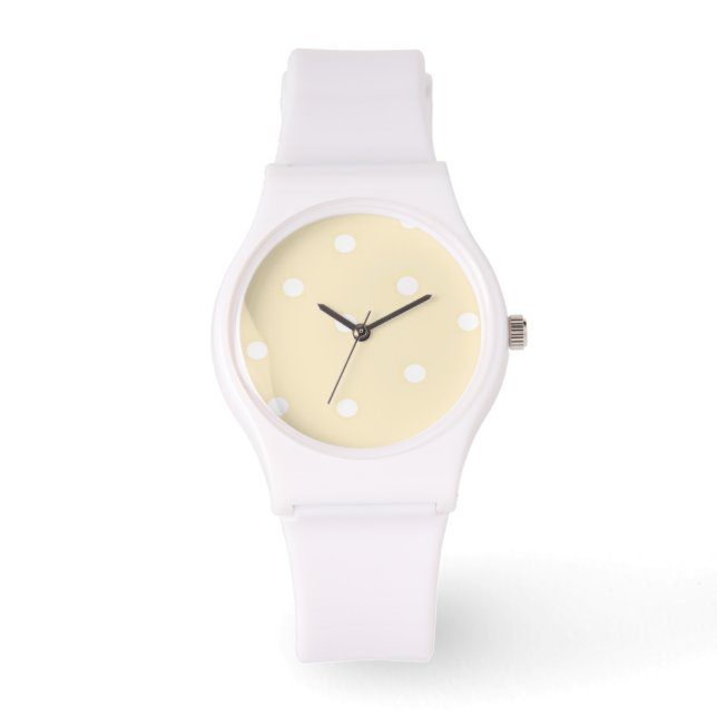 Gula och vita prickar armbandsur (Framsida)