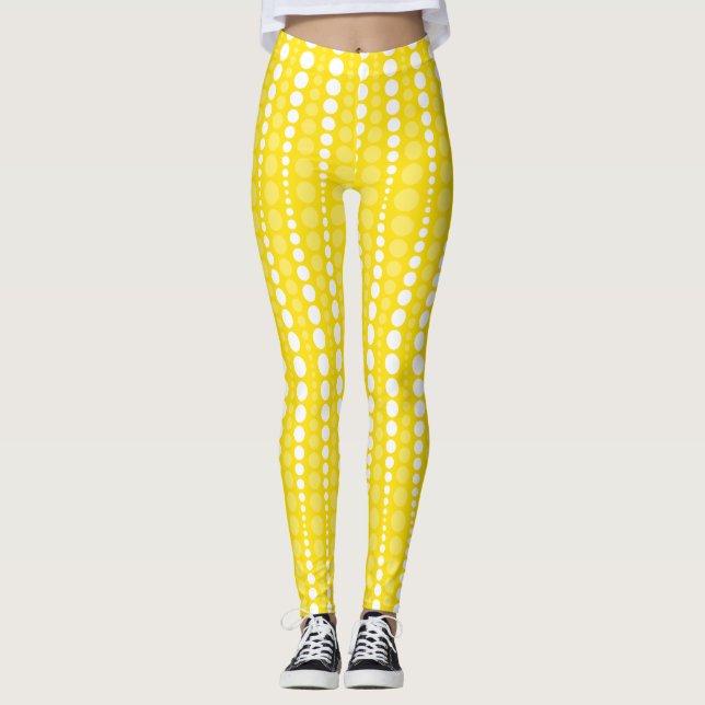Gula och vita prickiga Leggings (Framsida)
