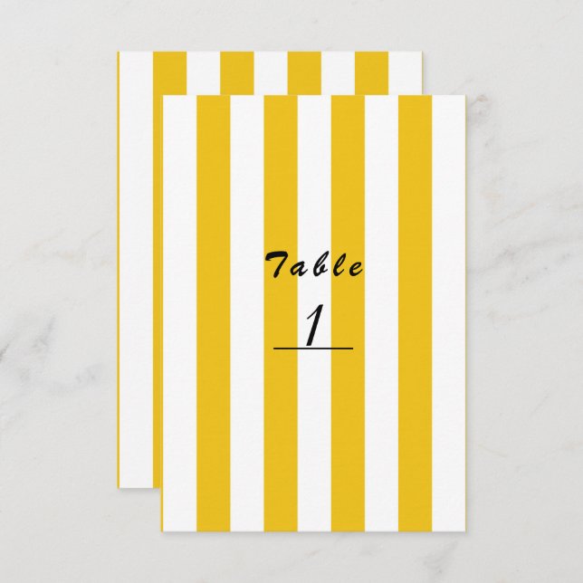 Gula och vita ränder Modern randig bordskort (Fram/baksida)