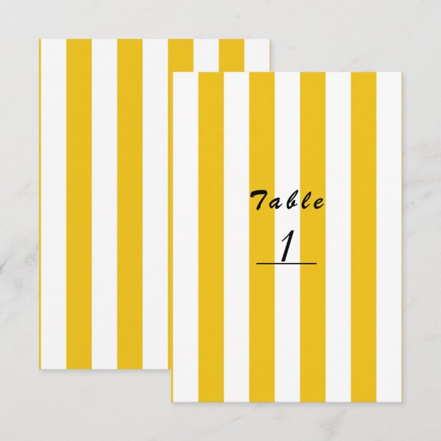 Gula och vita ränder Moderna randiga nummerskyltar Inbjudningar (Fram/baksida)