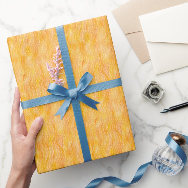 Gula och vita vågiga linjer  presentpapper (Gifting)