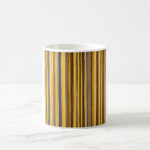 Gula, ockra, bruna ränder kaffemugg