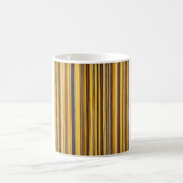 Gula, ockra, bruna ränder kaffemugg (Center)