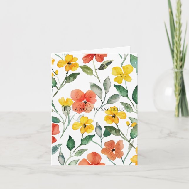 Gula Orange Blommor Tänker På Dig Kort (Framsida)