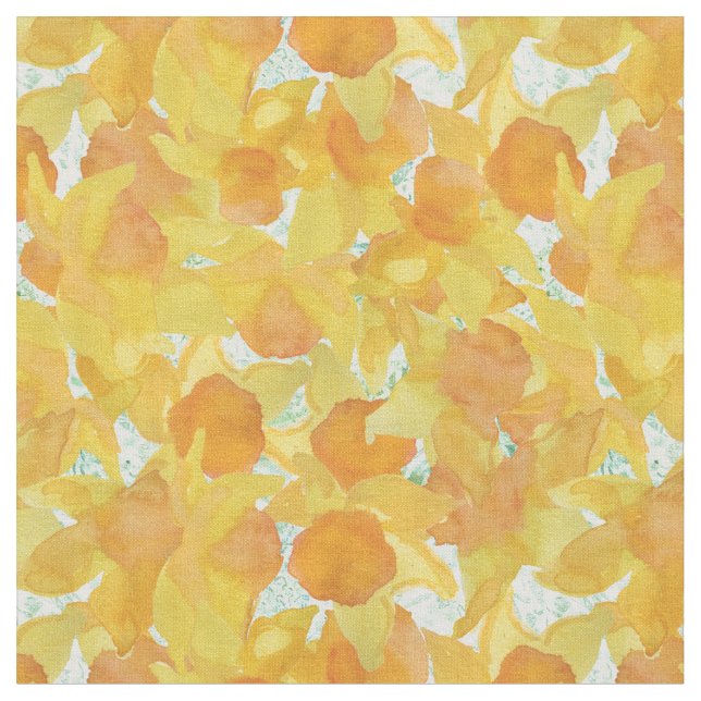 Gula orange påskliljar på grönt blom- tyg (Närbild)