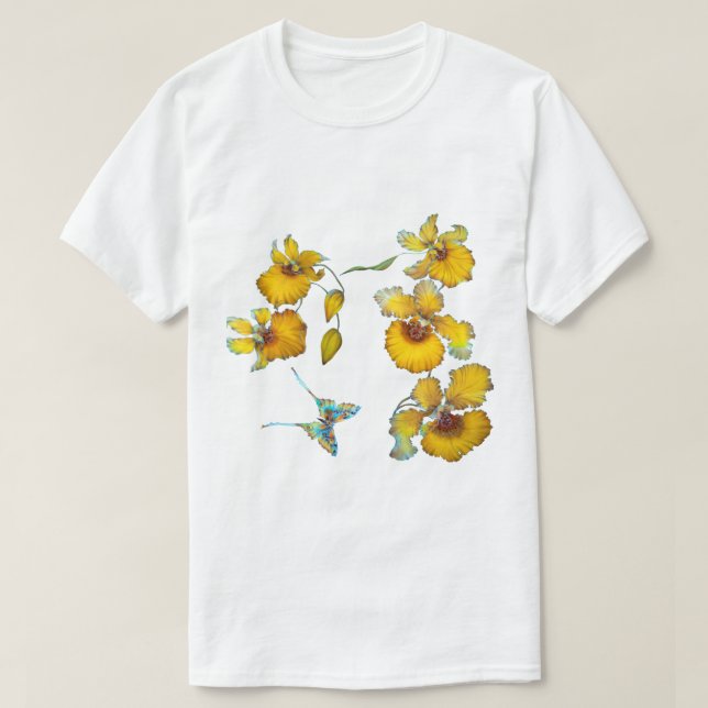 Gula orkidéer genomskinlig bakgrund  t shirt (Design framsida)