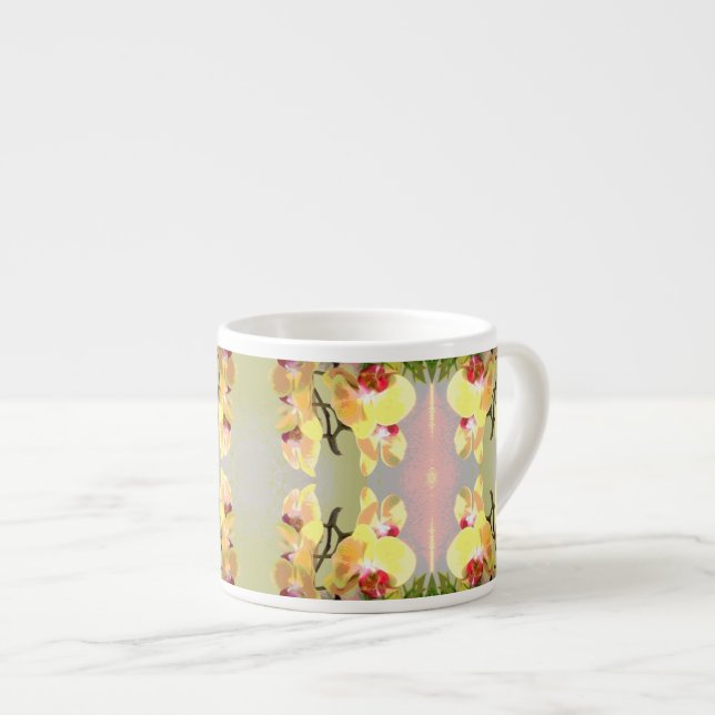 Gula orkidéer Mönster Espressomugg (Framsida höger)