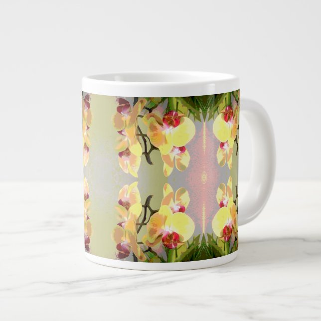 Gula orkidéer mönster jumbo mugg (Framsida höger)