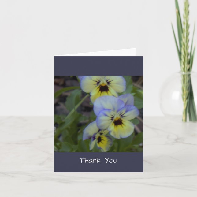 Gula Pansies för lilor Tack Kort (Framsida)