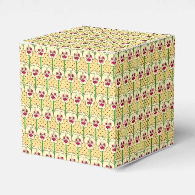 Gula penséer - retro tapetmönster presentaskar (Framsidan Sidan)