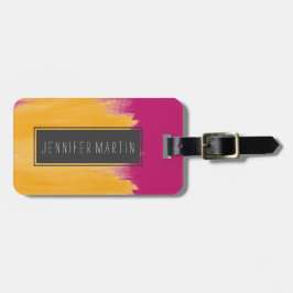 Gula penseldrag för mango på jordgubberosor bagagebricka