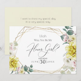 Gula Pion Blommor Vill du vara min blomsterflicka Inbjudningar