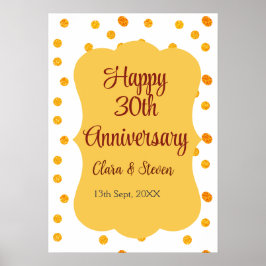 gula prickar glitter glad 30-årsjubileum bröllop poster
