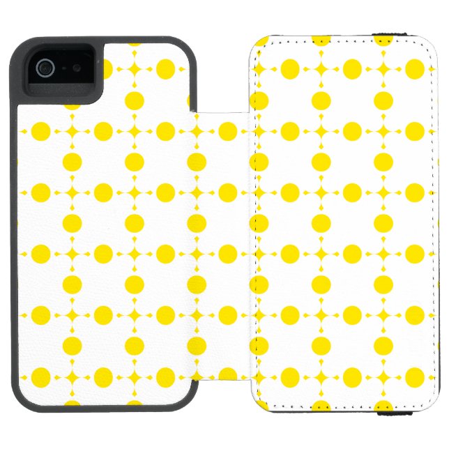 Gula prickar, prickmönster, prickar, prickigt incipio iPhone wallet skal (Folio Öppen)