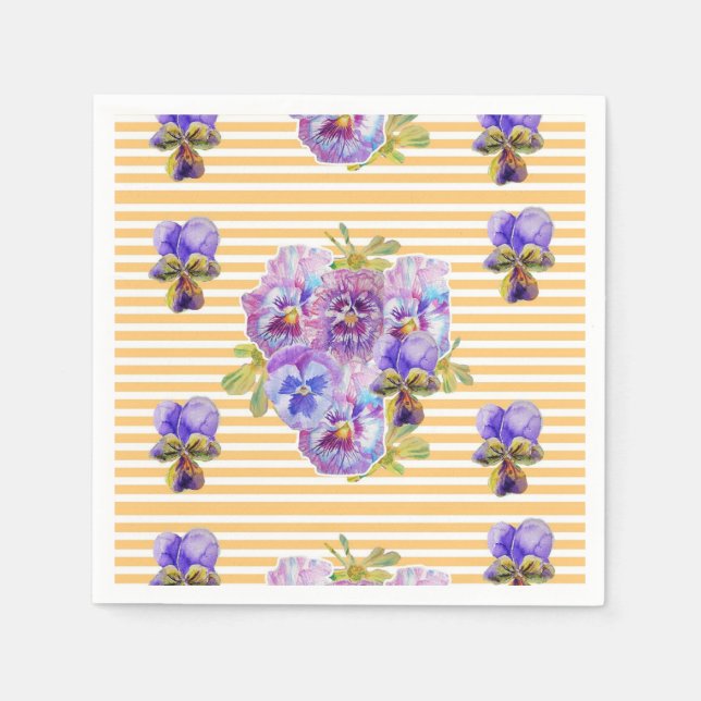 Gula prickiga shabby chic blommiga servetter (Framsidan)