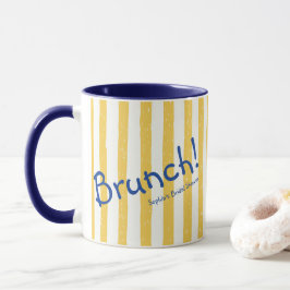 Gula Ränder Fet Blå Brunch Bröllopsfest Mugg
