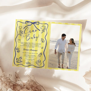 Gula ränder italienska Ciao Baby Shower Foto Inbjudningar