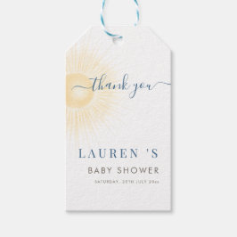 Gula Ränder Sol Neutral Baby Shower Tacksamhet Presentetikett