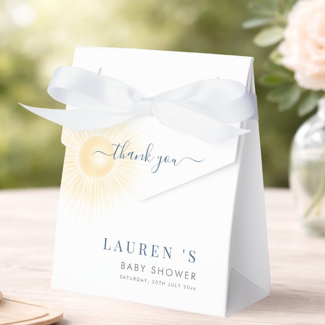 Gula Ränder Sol Son Baby Shower Tacksamhet Presentaskar (Skapare uppladdad)
