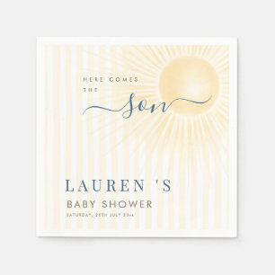 Gula Ränder Solsken Babyfest Party Pappersservett
