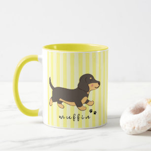 Gula ränder Svart Tan Dachshund Namn Mugg