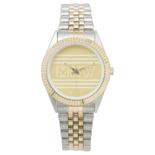 Gula randiga anpassade monogramur armbandsur