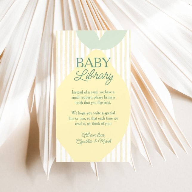 Gula randiga böcker till bebisbiblioteket tilläggskort (Lemon Yellow Stripe Books for Baby Library Card)