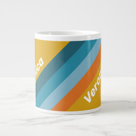 Gula Retro Ränder med Namn Jumbo Mugg