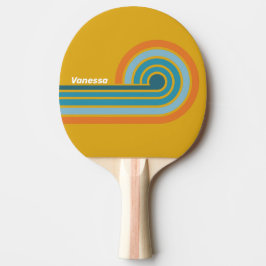 Gula Retro-ränder med namn Pingisracket