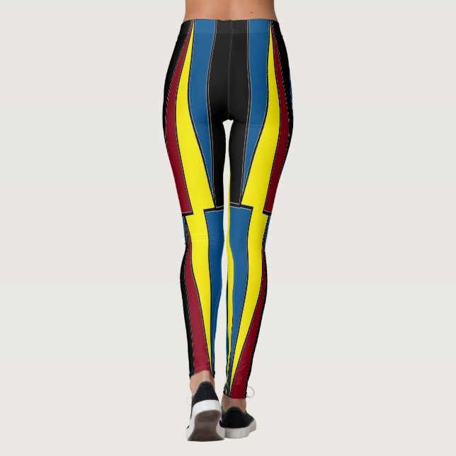 Gula Röda Blå Trianglar Leggings (Baksida)
