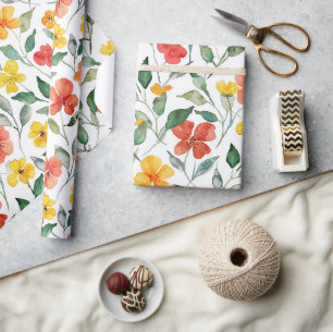 Gula röda persikoblommor födelsedag presentpapper
