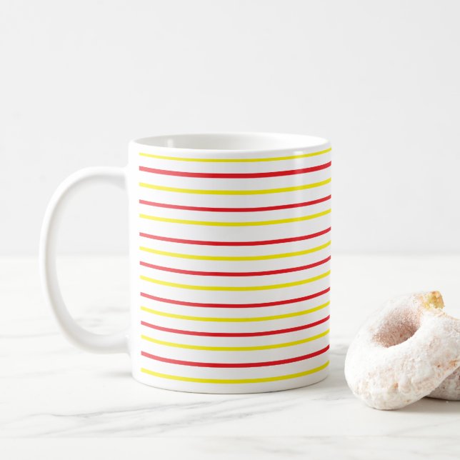 Gula Röda Ränder Kaffemugg (Med munk)