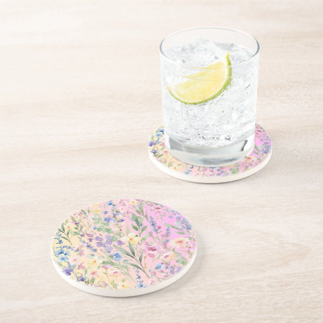 Gula Rosa Färgrika Blommor Underlägg (Sidan)
