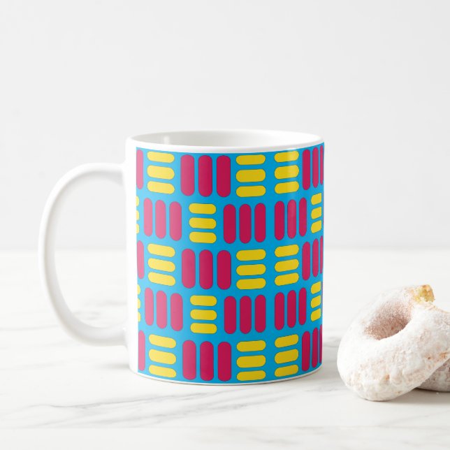 Gula Rosa Ränder  Kaffemugg (Med munk)
