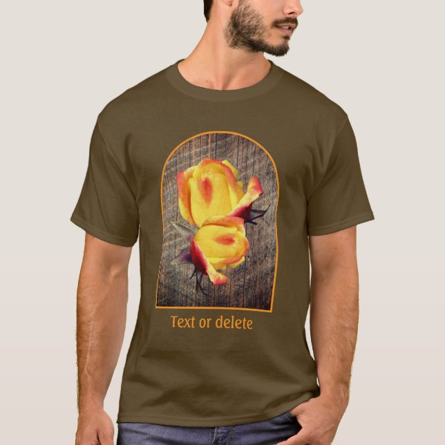 Gula rosbuketter på lada bräde t shirt (Framsida)