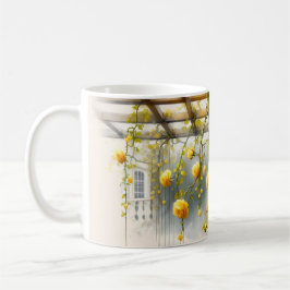 Gula rosor akvarell trädgård kaffemugg