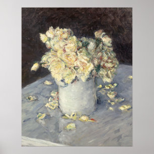 Gula rosor i en vas av Caillebott Impressionist Poster