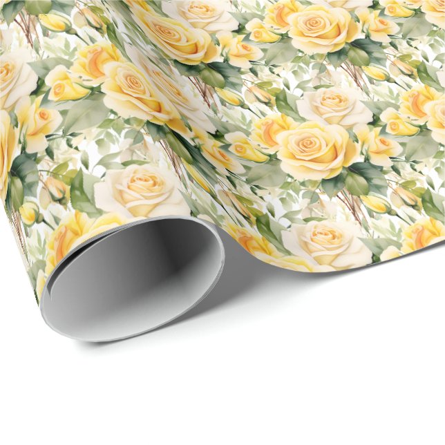 Gula rosor  presentpapper (Rullad Hörn)