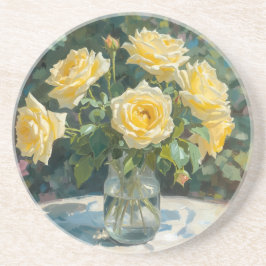 Gula Rosor Vas Impressionism Underlägg