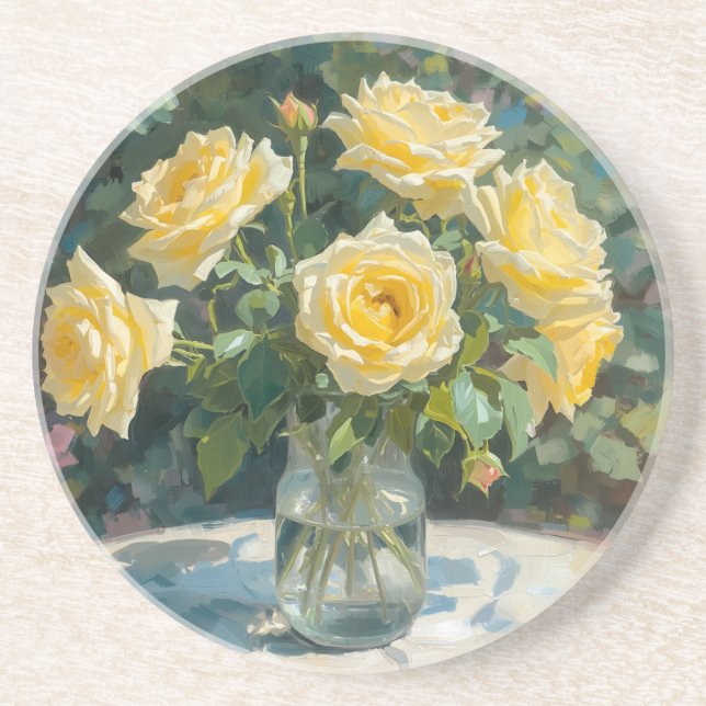 Gula Rosor Vas Impressionism  Underlägg (Framsidan)