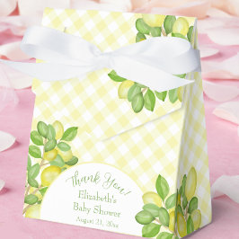 Gula rutygska presentaskar för baby shower med cit