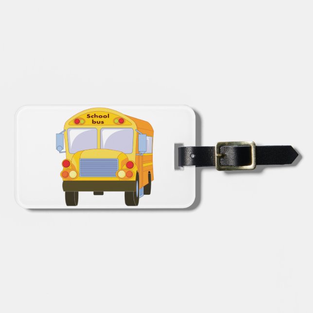 Gula Skolbuss Väskeetiketter Bagagebricka (Horisontell Framsida)