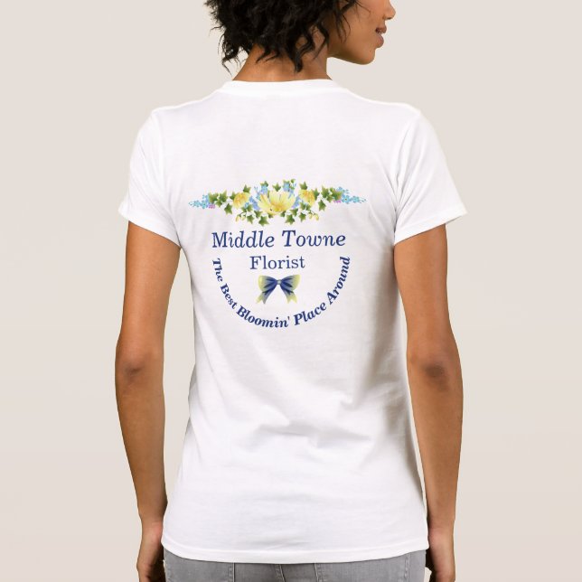 Gula smörblommor och blå iris t shirt (Baksida)