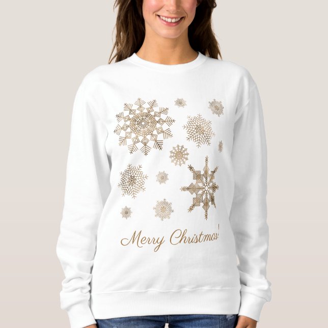 Gula snöflingor med God Jul text T Shirt (Framsida)