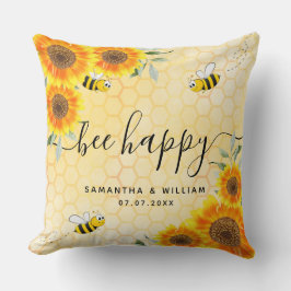 Gula solros bin lantlig bröllopspar kudde