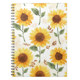 Gula solrosor akvarell blommande fantasifull anteckningsbok