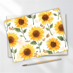 Gula solrosor akvarell blommande fantasifull vykort