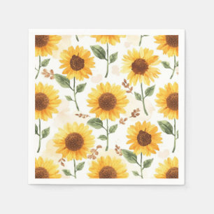 Gula solrosor akvarell blommande fantasifullt pappersservett